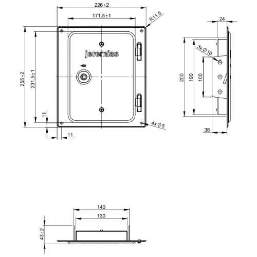 Edelstahlkamintüre 210 X 140 Mm Mit 4 Bohrungen Und 2 Seitlichen Laschen, Inkl. Kamintürenschlüssel - Tecnovis TEC-EW-Classic – Bild 2