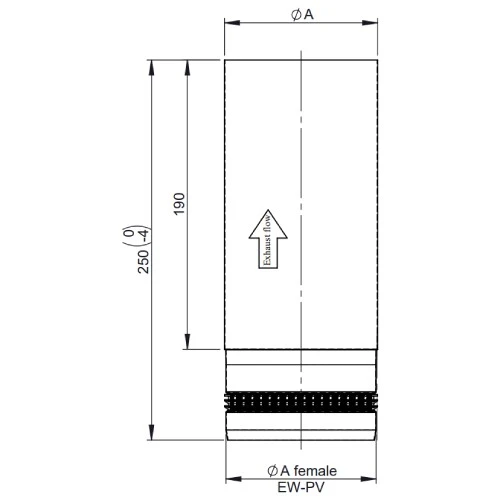 Pelletofenrohr - Längenelement 250 Mm - Schwarz Lackiert - Tecnovis TEC-Pellet – Bild 2