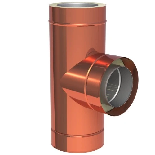 T-Anschluss 90° Mit Wassernase Aus Kupfer - Doppelwandig - Tecnovis TEC-DW-Classic
