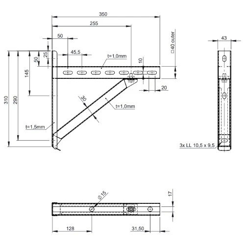 Wandstützen & Querträger Typ I 350 Mm Für Tecnovis Systeme – Bild 2