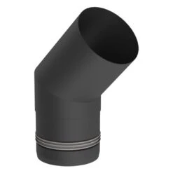 Pelletofenrohr - Winkel 45° Starr - Schwarz Lackiert - Tecnovis TEC-Pellet